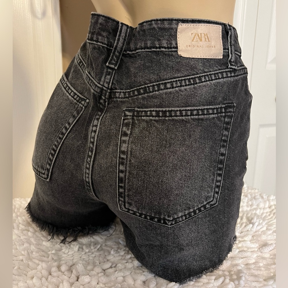 ZARA Distressed High Waist Denim Shorts